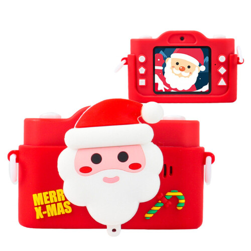 (Red) Children's Digital Camera Mini Christmas Limited Gift with Camera Case