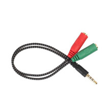 2 In 1 Cable Adapter Splitter 3.5mm Audio Earphone Headset to 2 Female Jack Headphone Mic Audio Cable for PC TXTB1