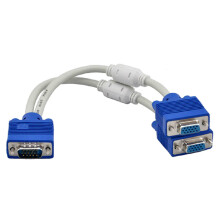 RGB VGA SVGA Male to 2 VGA two HDB15 Female Splitter Adapter extension Cable w/ core VGA splitter adaptor connector converter