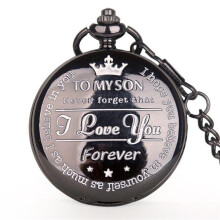 (black no box) To My Son I Love You Forever Quartz Pocket Watch For