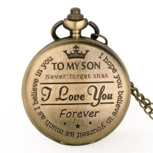 (bronze no box) To My Son I Love You Forever Quartz Pocket Watch For