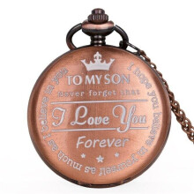 (red no box) To My Son I Love You Forever Quartz Pocket Watch For