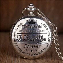 (silver no box) To My Son I Love You Forever Quartz Pocket Watch For