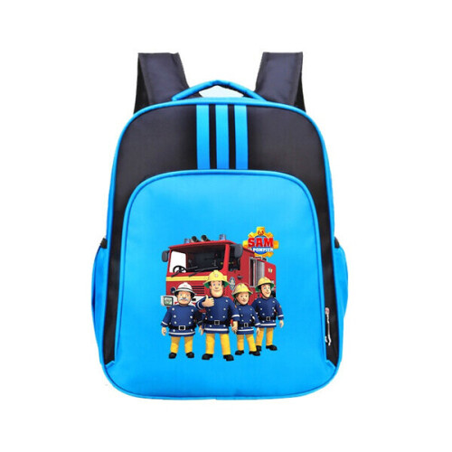 Elementary School Backpack New Cartoon Backpack Fireman Sam Print kids Primary School Bag(blue)