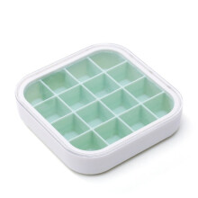 16 Ice Silicone Ice Cube Maker Trays with Lids for Freezer Icecream Cold (13.5*13.5*3cm,Green)
