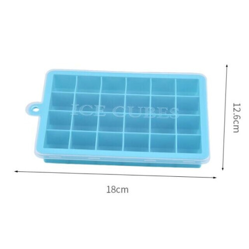 Grid Silicone Ice Cube Maker Form Tray Ice Tray Mould Easy Release Ice Cube(18*12.6cm,Blue)