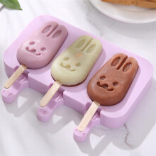 19cm Silicone Ice Cream Mold Popsicle Molds Ice Cube Tray DIY Homemade Cartoon Mould(Purple)