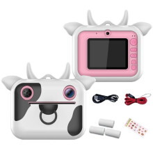 (A) Kids Instant Print Camera Toy Cartoon Selfie Digital With Print Paper 2.0 Inch Ips Screen Toddler Video For L4mc