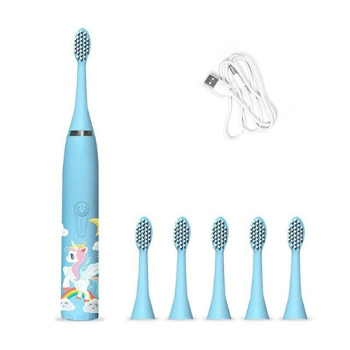 (Blue USB) Electric Toothbrush Kids Automatic Battery Operated