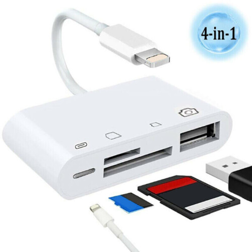 4in1 to USB Camera TF SD Memory Card Reader Adapter for iPhone iPad IOS Adapter
