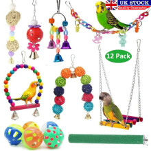 12 Pack Parrot Set Toys Metal Rope Small Ladder Stand Budgie Cage Bird