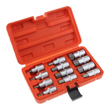 12Pcs 1/2 Socket Set HW5 to HW22 Cr-V Chrome Plated Overall Length 55mm