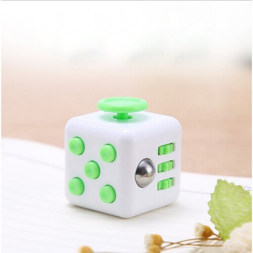 ( White+Green ) Fidget Hand Finger Cube Focus Stress Reliever Toy