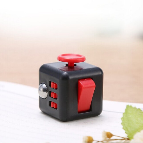 ( Black+Red ) Fidget Hand Finger Cube Focus Stress Reliever Toy