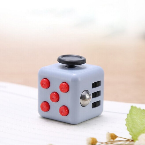 ( Grey+Red ) Fidget Hand Finger Cube Focus Stress Reliever Toy