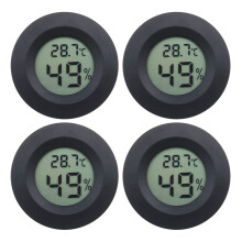4Pcs Round Mini LCD Digital Temperature Humidity Meter Gauge with AG13 Battery