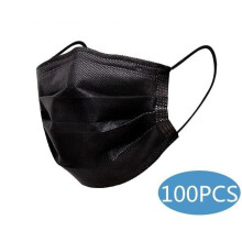 (Black-100PCS) Black 3-layer Mask Face Masks Halloween Disposable Anti-Dust Masks