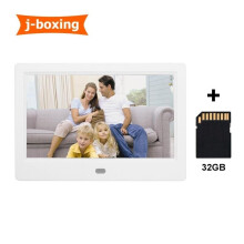 (White) 7 inch LCD digital photo frame with desk frame Calendar HD Photo Frames Electronic Album Photo Music Movie with 32GB SD Card