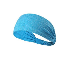 (Sky Blue) Women Sports Yoga Sweatband Elastic Running Headwrap Home Gym Fitness Exercise