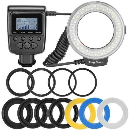 (HD-130) Macro Led Ring Flash Bundle With 8 Adapter Ring
