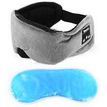 Powcan Wireless Sleep Mask Headphones Bluetooth 5.0 Sleeping Eye Mask with Gel Sleep Mask for Cool/Warm Therapy, USB Rechargeable, Washable,