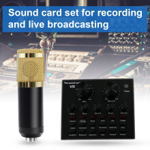 1 Set V8+BM800 Condenser Microphone Foldable Low Noise Portable Studio Recording Mic Sound Card for KTV