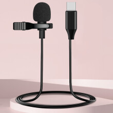 (Black, Type-c) Lapel Microphone Professional Noise Reduction Plastic Voice Control Lavalier Microphone for Live Vlog