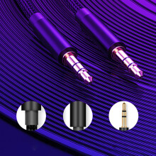 (Black, 2M) Audio Cable 3.5mm AUX Aluminum Alloy Male to Male Auxiliary Cord for PC