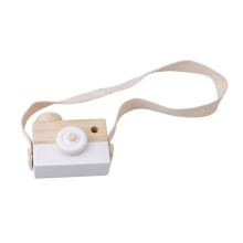 (White) Children Wooden Simulation Camera Toy Educational Room Hanging Decor Xmas Gift