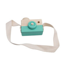 (Green) Children Wooden Simulation Camera Toy Educational Room Hanging Decor Xmas Gift