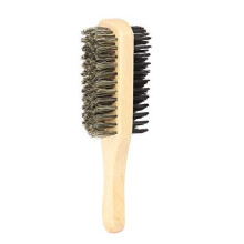 Hard & Soft Hair Brush, Men's Beard Styling Brush, Double-Sided Facial Bristle Hairbrush Male Mustache Brushs Natural Wood Handle Hair Scrub Shav