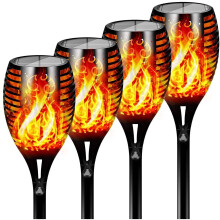 (4pack-96led) FLOWood Solar Torch Lights Dancing Flickering Flame Solar Lights 51 LED Lighting Dusk to Dawn Auto On/Off Sec