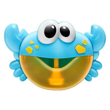 (Blue) Plastic Cartoon Baby Bath Shower Toy Crab Red Bubble Machine Music Bubble Maker
