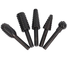 5Pcs Rotary Burr Set 1/4" 6Mm Shank Rotary Drill Bits Rotary Rasp File Set Drill Bits Woodworking Cutter Chisel Shaped Rotating Embossed Grinding Head