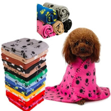2Pcs Pet Blanket Dog Soft Pawprint Fleece Car Bed Doggy Puppy Cat 70cm x 100cm Random Color