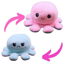 Halle P Reversible Octopus Plush - Soft, Cute & Cuddly Octopus Reversible Plushie - Flippy Mood Octopus with Happy Sad Emotion - Stuffed Toy