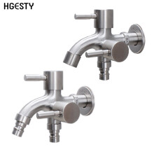 Stainless Steel Washing Machine Faucet 1in 2 out Multifunctional Water Tap Double Bibcock Outdo