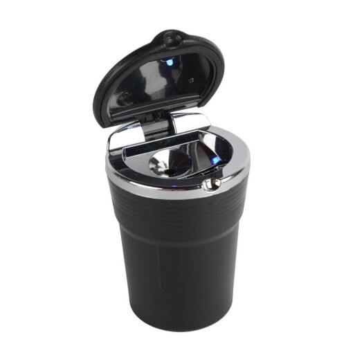Black Portable LED Light Auto Car Smoking Cigarette Ash Tray Home Asht