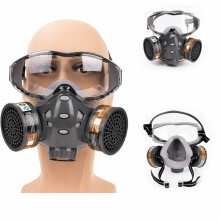 Chemical Dustproof Respirator Gas Face Mask Safety Filter + Eye Goggle