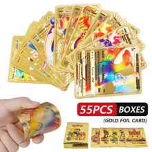 (1Pc) 55Pcs Pokemon Boxed Cards Pikachu GX Holo Card Set