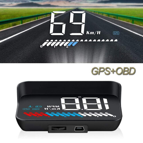 Car HUD Head Up Display Digital GPS Speedometer MPH Overspeed Alarm