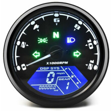 Universal Motorcycle Odometer LCD Digital Speedometer Tachometer Gauges with Night Light Fit Most Popular 12V Motorcycle