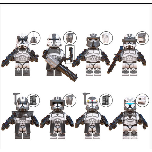 8pcs Star Wars Clone Trooper Cody Rex Commander fit Lego Minifigures