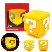 Super Mario Bros Question Block Led Night Light With Sound Usb Rechargeable Atmosphere Lamp Gifts Home Decoration