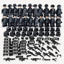 (Style A 22pcs) Military Soldiers Black SWAT Jeeps Minifigures Toys Fit Lego