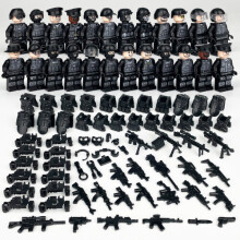 (Style B 24pcs) Military Soldiers Black SWAT Jeeps Minifigures Toys Fit Lego