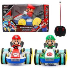(Super Mario Bros Kart Remote Control Electric Car Toy For Kids, Mario Luigi Led Light-up Music Kart Car Toys) Super Mario Bros Kart Remote Control El