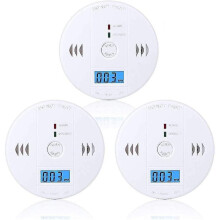 Carbon Monoxide Detector 3 Pack, Co Alarm Detector Sensor Battery Powered With Lcd Digital Display F
