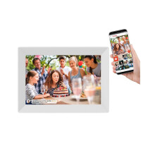 (WHITE, UK Plug) WiFi Frameo Digital Photo Frame 10.1" Smart Digital Picture Fram HD Screen Gift Pack