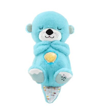 (Blue) With Breathing Movement Soothing Sleeping Otter Toy Musical Stuffed Baby Toy